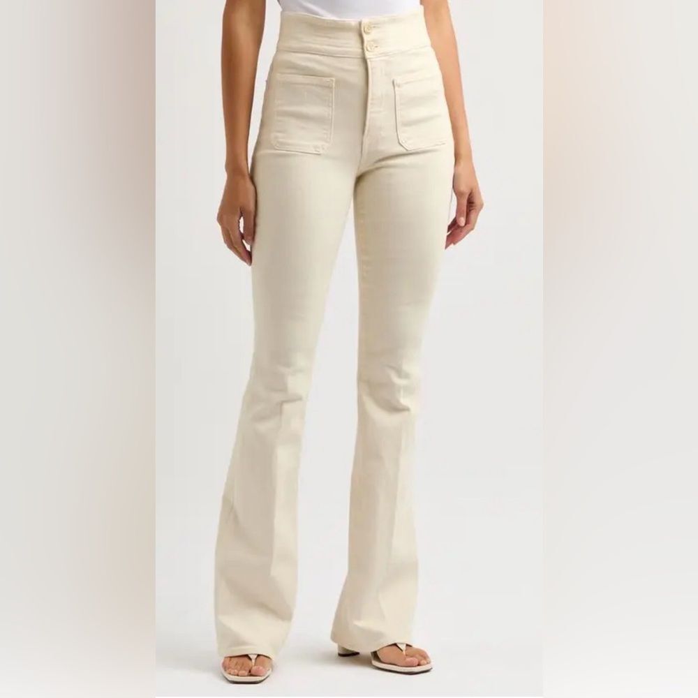 Veronica Beard Cream High-Rise Flare Jeans size 28